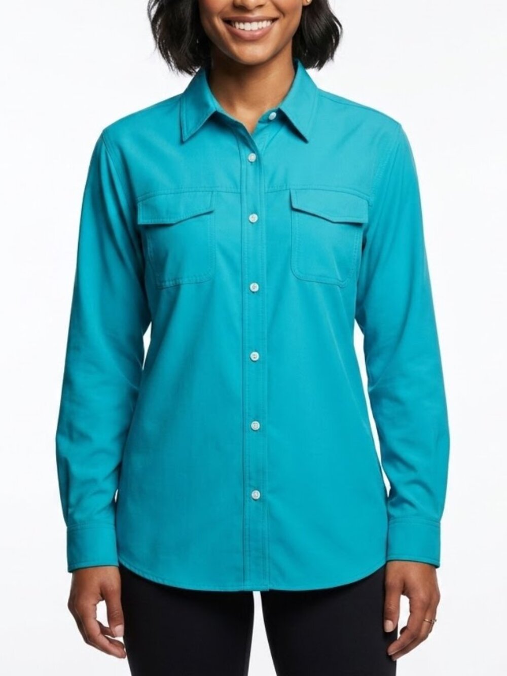 Coolibar Turquoise UPF 50+ Sun Shirt Gorpcore Technical Utility Button Down 2X